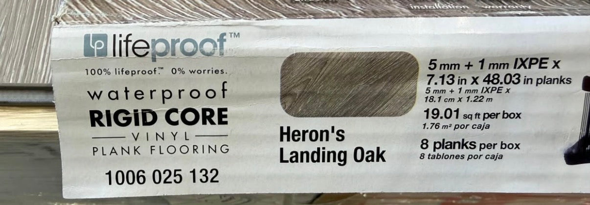 “ONLY PICK UP ”
Lifeproof Heron's Landing Oak Waterproof Click Lock Luxury Vinyl Plank Flooring