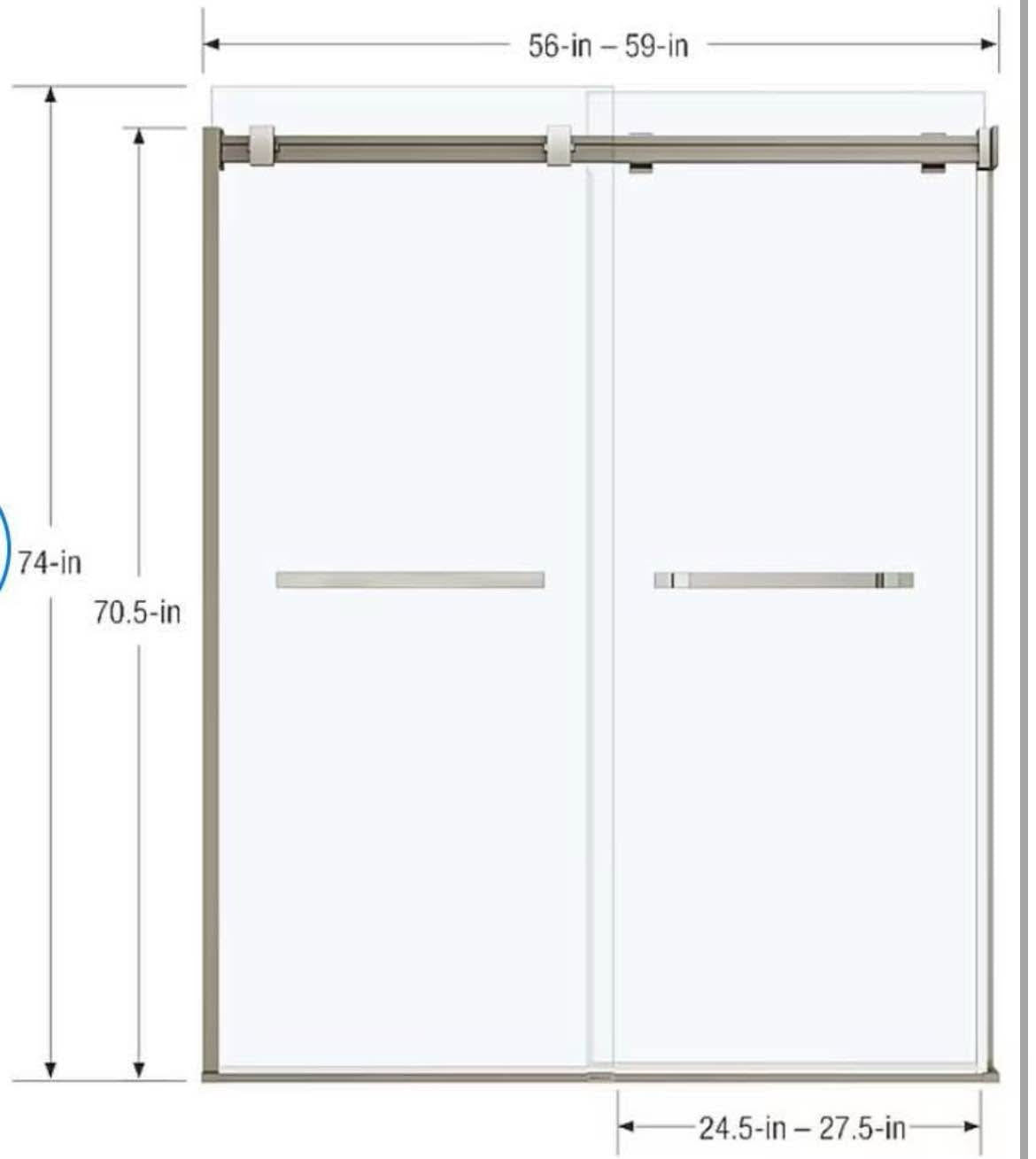 MAAX Duel CHROME 56-in to 58-1/2-in W x 74-in H Frameless Bypass Sliding Shower door 5/16-in Thick Clear Glass