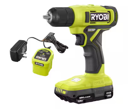 RYOBIONE+ 18V Cordless 3/8 in. Drill/Driver Kit with 1.5 Ah Battery and Charger