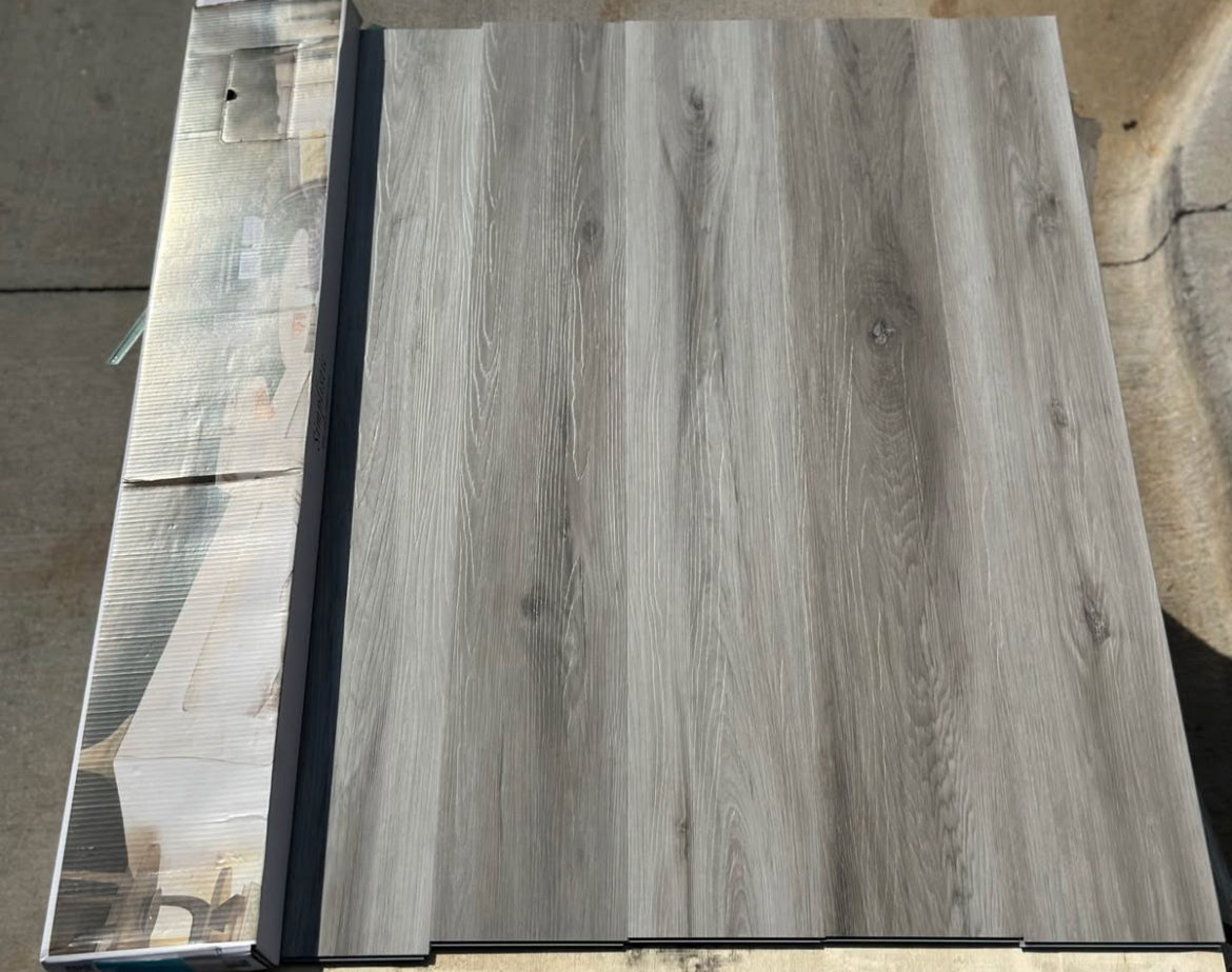 Simplistic Taupe WaterProof Flooring SPC Luxury Vinyl 5.5MM 12Mil Wearlayer 7”x48” W/ Pre-attached Underlayment “ONLY PICK UP “