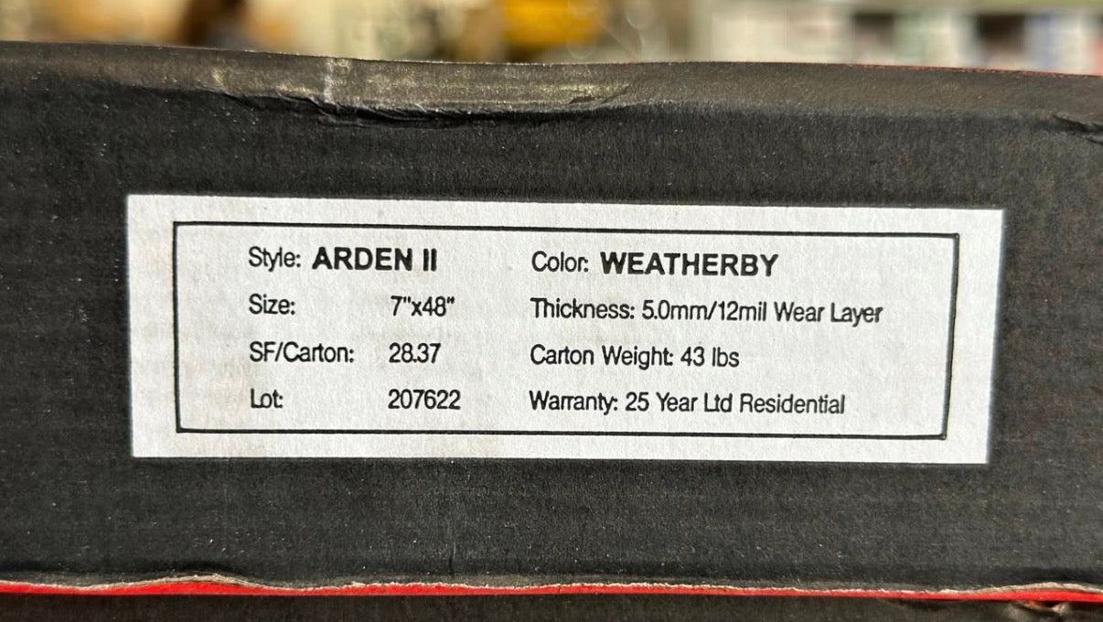 Arden II Weatherby Luxury Vinyl Plank WATERPROOF 5.0MM 12MiL Wearlayer (ONLY PIVK UP)