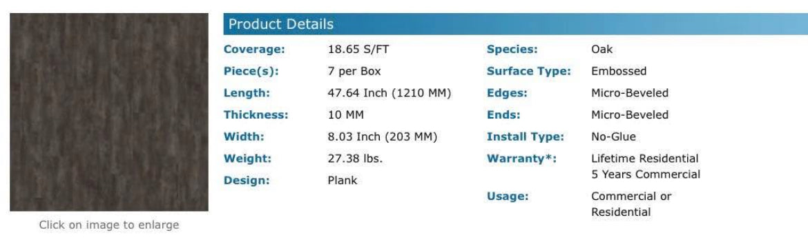 Beau Flor Encompass Charred Oak Laminate Flooring Water & Scratch Resistant 10MM Thickness “ONLY PICK UP”