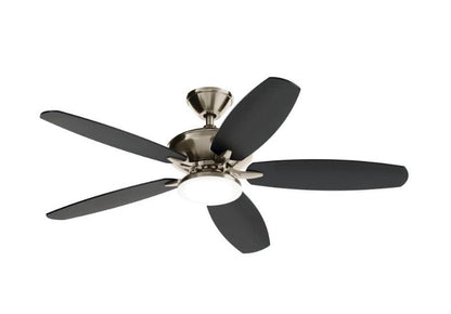 KICHLER Renew Designer 52 in. Indoor/Outdoor Brushed Nickel Dual Mount Ceiling Fan with LED Bulbs with Remote Control Included