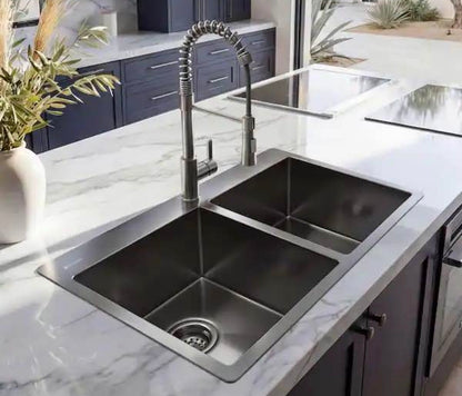— LABOR DAY SPECIAL —-
PICK UP ONLY

Glacier Bay Dolancourt Tight Radius 33 in. Drop-In 50/50 Double Bowl 18 Gauge Stainless Steel Kitchen Sink with Pull-Down Faucet
