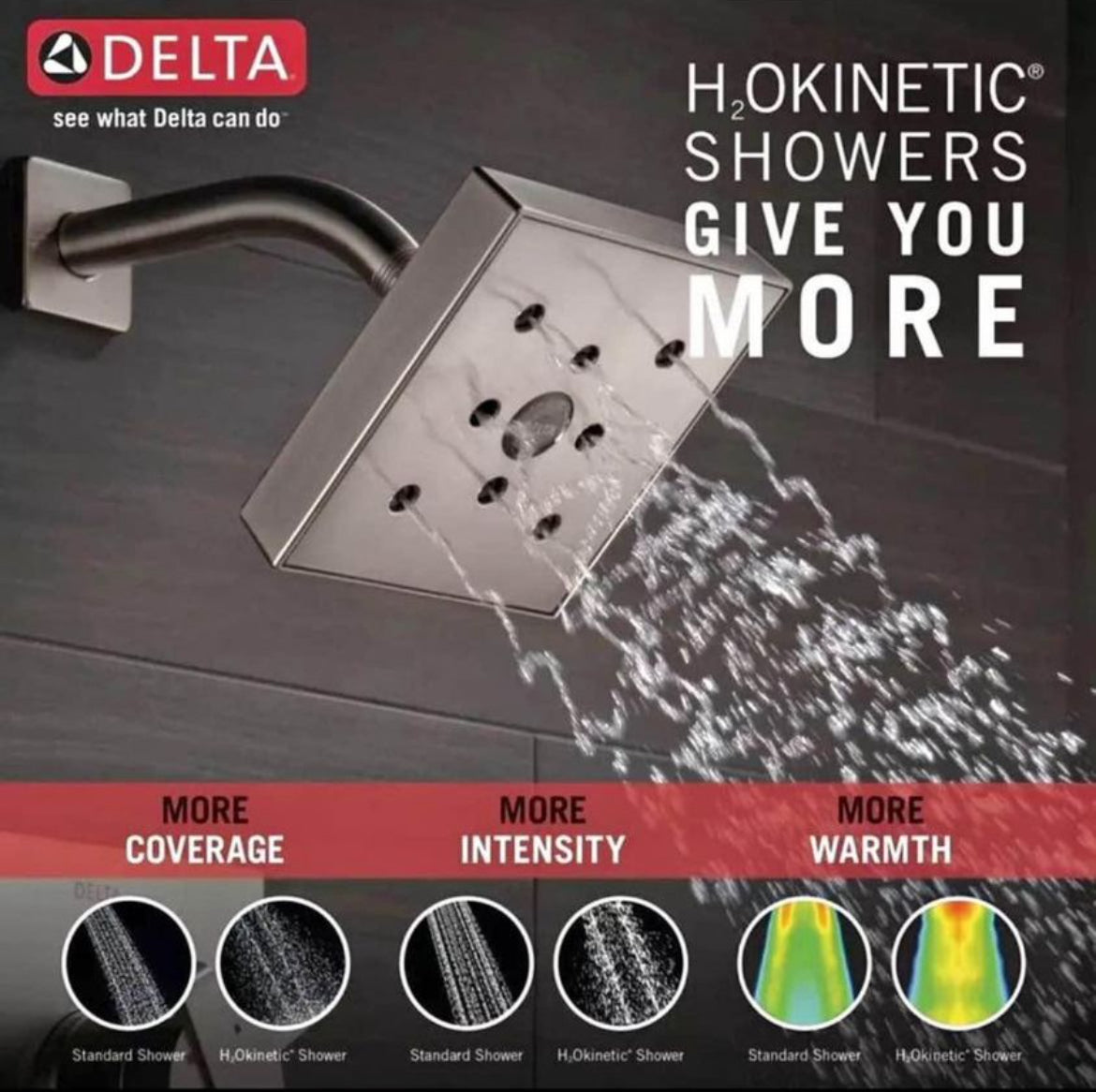 DeltaAra 1-Handle Shower Faucet Trim Kit in Stainless Featuring H2Okinetic (Valve Not Included)