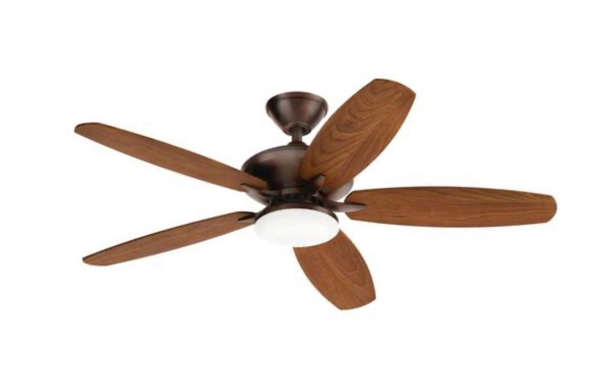 KICHLER Renew Designer 52 in. Outdoor Satin Natural Bronze Dual Mount Ceiling Fan with LED Bulbs with Remote Control Included