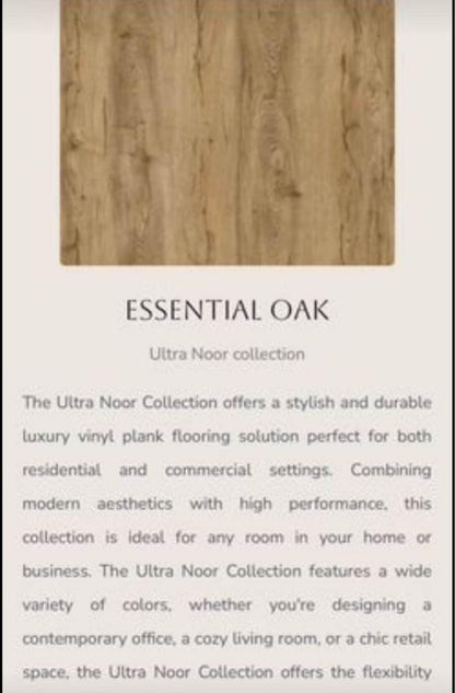 Noor Plank ESSENTIAL OAK Vinyl Flooring 22 Mil Wear Layer W/ Padding 100% WaterProof (PICK UP ONLY )