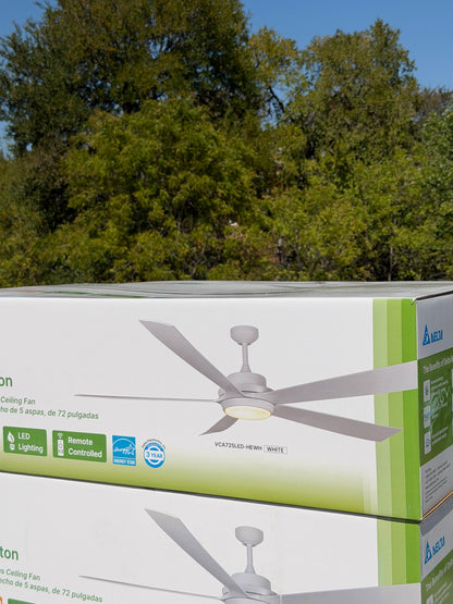 Delta Breez Pleasanton 72" Ceiling Fan with LED, Remote, Indoor/Outdoor, White