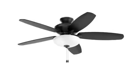 KICHLER Renew Select 52 in. Indoor Satin Black Dual Mount Ceiling Fan with LED Bulbs with Pull Chain