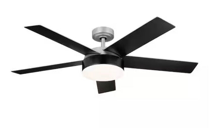 KICHLER Compass 52 in. Indoor Brushed Nickel Downrod Mount Ceiling Fan with Integrated LED with Remote Control