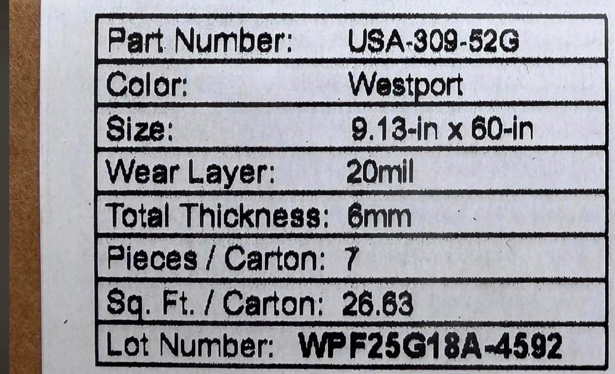 “ONLY PICK UP  “
FloorNation WESTPORT 6MM Waterproof LVP Luxury Vinyl Flooring 20Mil WearLayer