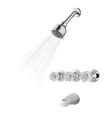 Pfister Bedford Triple Handle 3-Spray Tub and Shower Faucet 1.8 GPM in Polished Chrome (Valve Included)