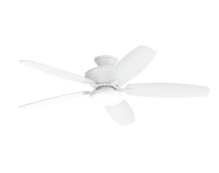 KICHLER Renew Designer 52 in. Indoor/Outdoor Matte White Dual Mount Ceiling Fan with LED Bulbs with Remote Control Included