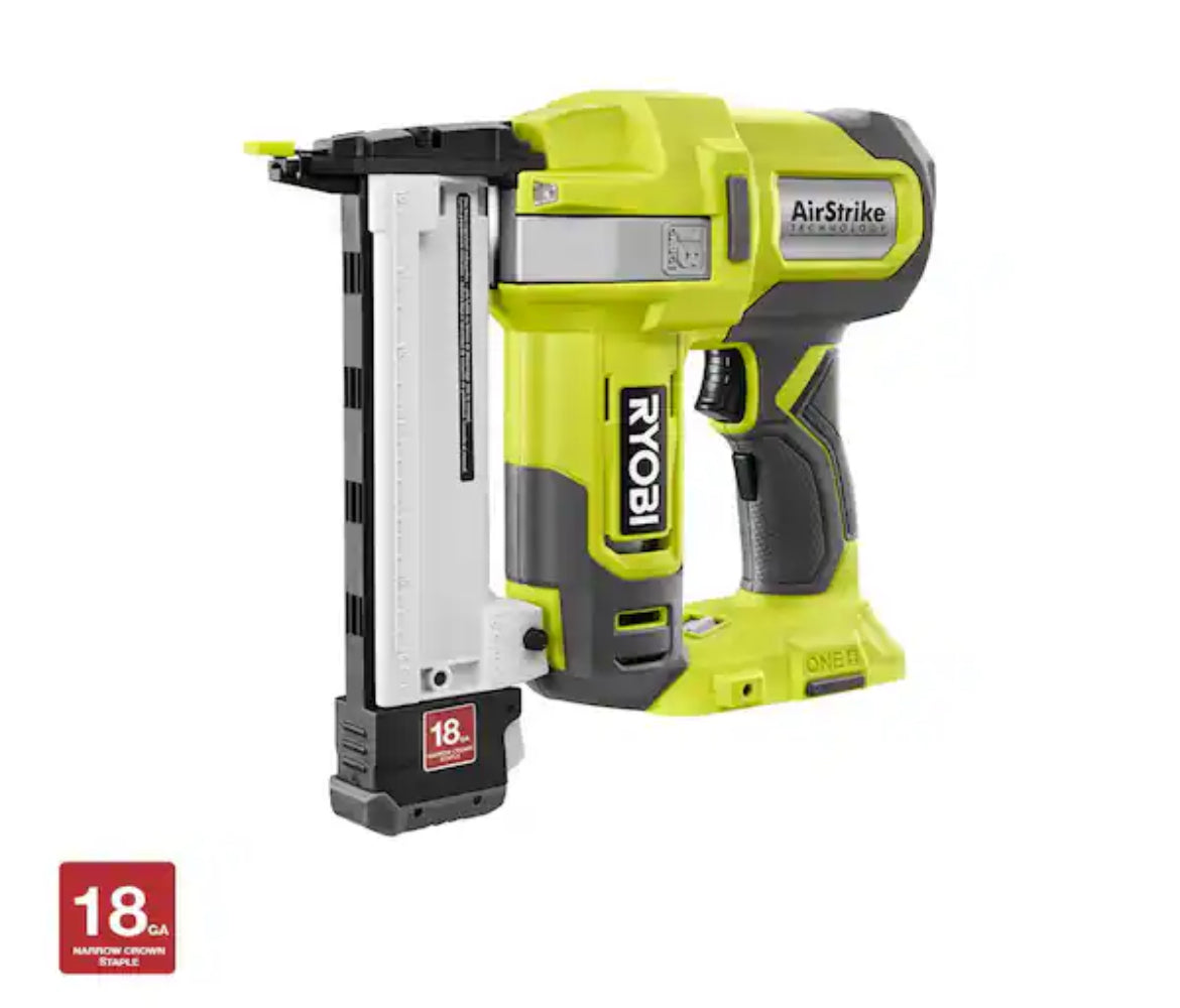 RYOBIONE+ 18V 18-Gauge Cordless AirStrike Narrow Crown Stapler (Tool Only)(No battery no charger)