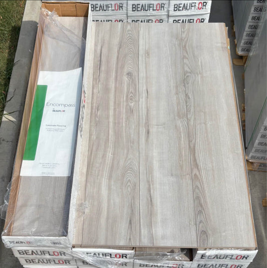 Beauflor Encompass Winter Ash laminate wood flooring 10MM Thickness Scratch & Water Resistant 8”x48” “ONLY PICK UP”