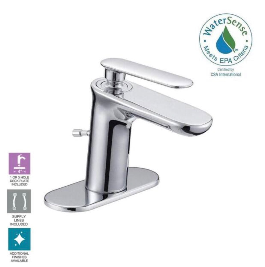 Glacier Bay Carmine Single Hole Single-Handle Bathroom Faucet in Chrome