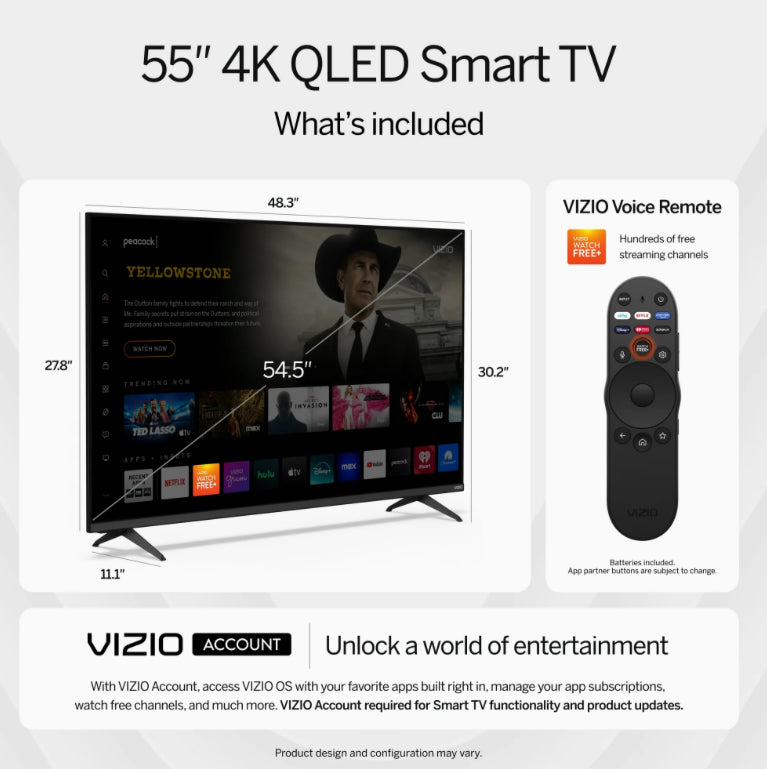 VIZIO 55" Class Quantum 4K QLED HDR Smart TV (M55Q6-L4) "PICK UP ONLY"