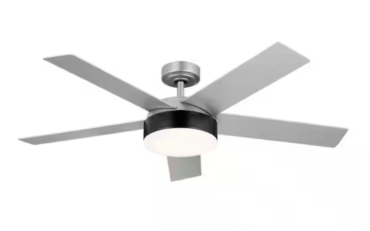 KICHLER Compass 52 in. Indoor Brushed Nickel Downrod Mount Ceiling Fan with Integrated LED with Remote Control