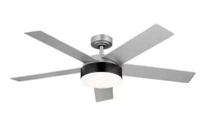 KICHLER Compass 52 in. Indoor Brushed Nickel Downrod Mount Ceiling Fan with Integrated LED with Remote Control