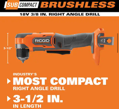 RIDGID18V SubCompact Brushless Cordless 3/8 in. Right Angle Drill