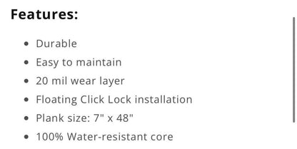 (ONLY PICK UP) Dundee Luxury Vinyl Plank Waterproof Flooring 7”x48” Click-Lock 23.68SqftBox