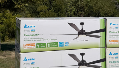 Delta Breez Pleasanton 72 Inch Ceiling Fan Black 5 Blade With Remote