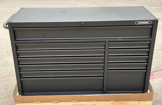 Husky 56 in. W x 22 in. D Heavy Duty 12-Drawer Rolling Tool Chest in Matte Black Pick Up Only