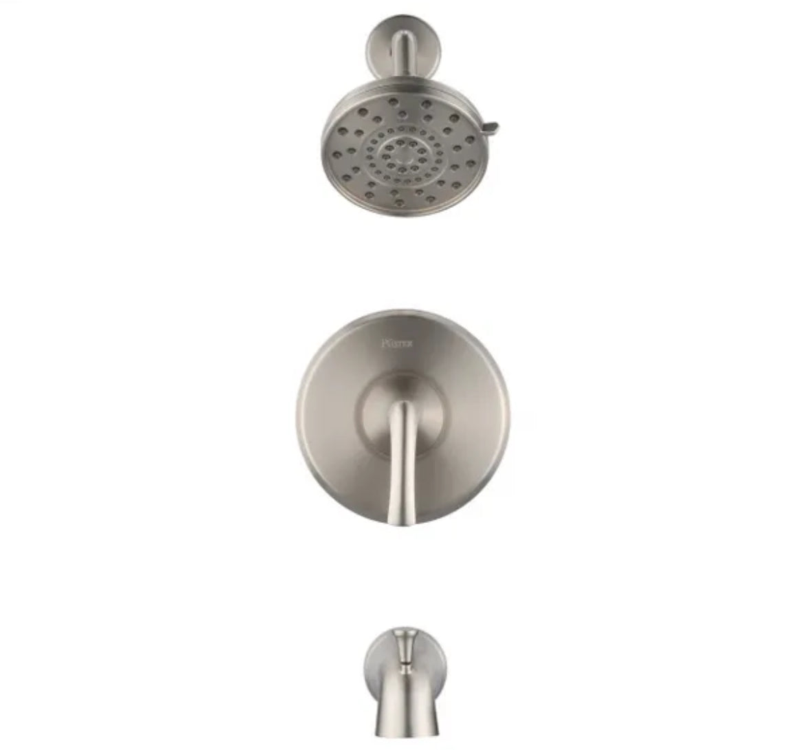 Pfister Ladera Single Handle 3-Spray Tub and Shower Faucet 1.8 GPM in Spot Defense Brushed Nickel (Valve Included)