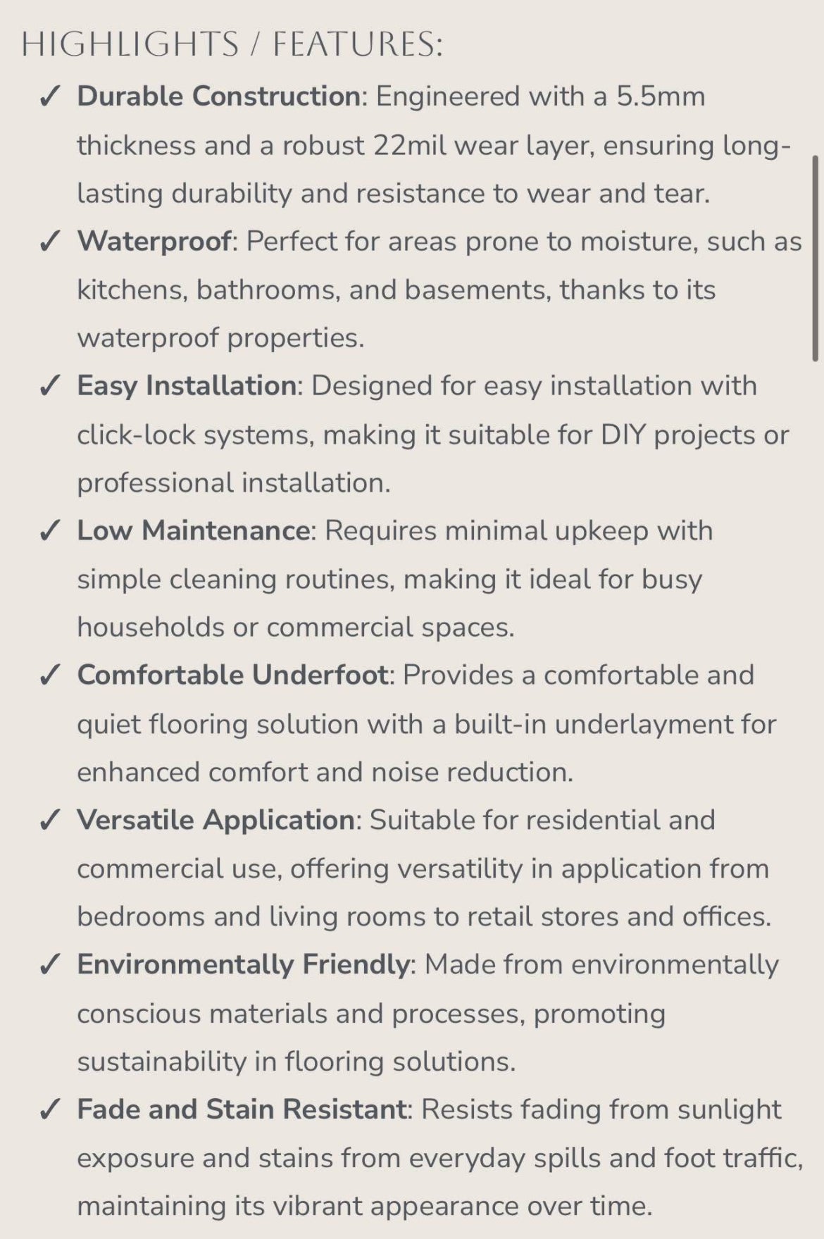WATERPROOF Vinyl Flooring Noor Plank Accolada 22Mil Wear Layer 5.5 MM Click-Lock LOCAL PICK UP