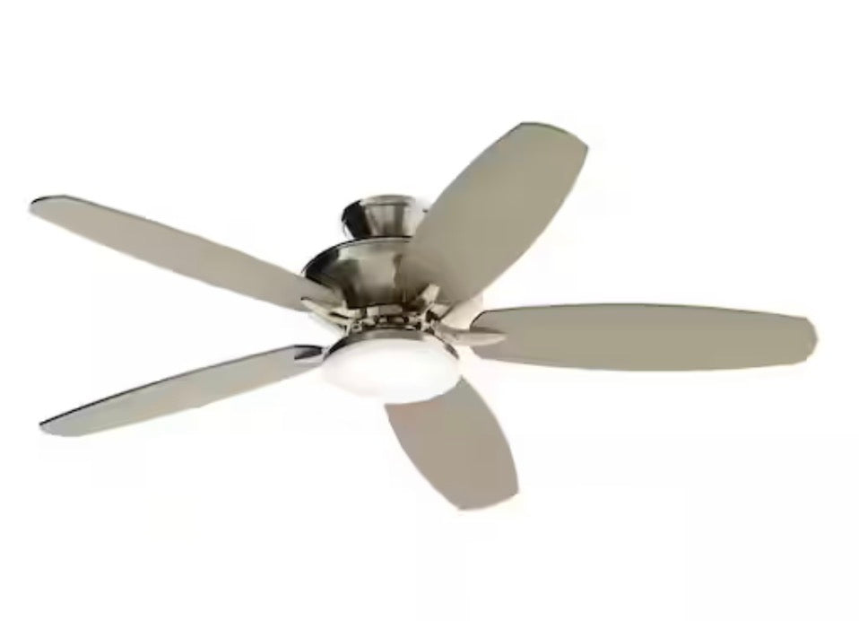 KICHLER Renew Designer 52 in. Indoor/Outdoor Brushed Nickel Dual Mount Ceiling Fan with LED Bulbs with Remote Control Included