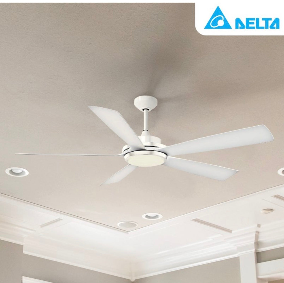 Delta Breez Pleasanton 72" Ceiling Fan with LED, Remote, Indoor/Outdoor, White