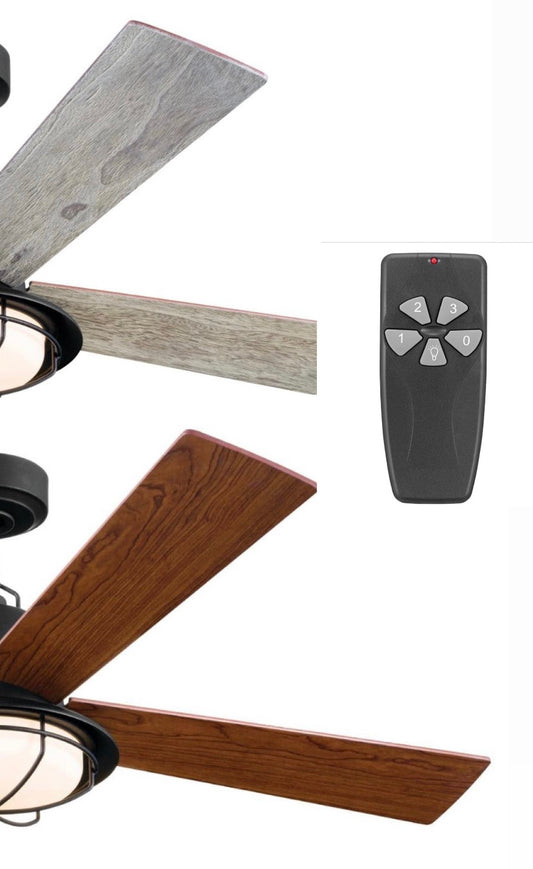 KICHLER Parlour 52 in. Indoor Distressed Black Downrod Mount Ceiling with Integrated LED with Remote Control