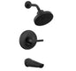 DeltaGaleon 1-Handle Wall-Mount Tub and Shower Trim Kit in Matte Black with H2Okinetic (Valve Not Included)