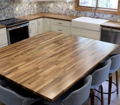 (ONLY PICK UP) 8 ft. L x 25 in. D  Unfinished Senna Hardwood Butcher Block Countertop