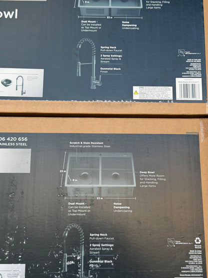 — LABOR DAY SPECIAL —-
PICK UP ONLY

Glacier Bay Dolancourt Tight Radius 33 in. Drop-In 50/50 Double Bowl 18 Gauge Stainless Steel Kitchen Sink with Pull-Down Faucet