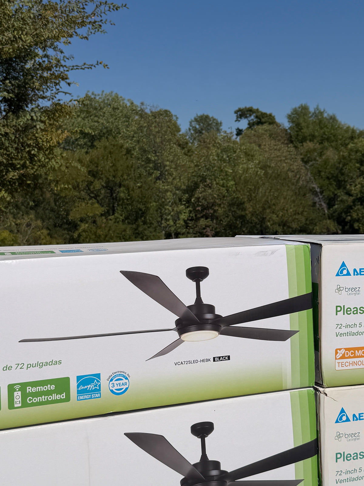 Delta Breez Pleasanton 72 Inch Ceiling Fan Black 5 Blade With Remote