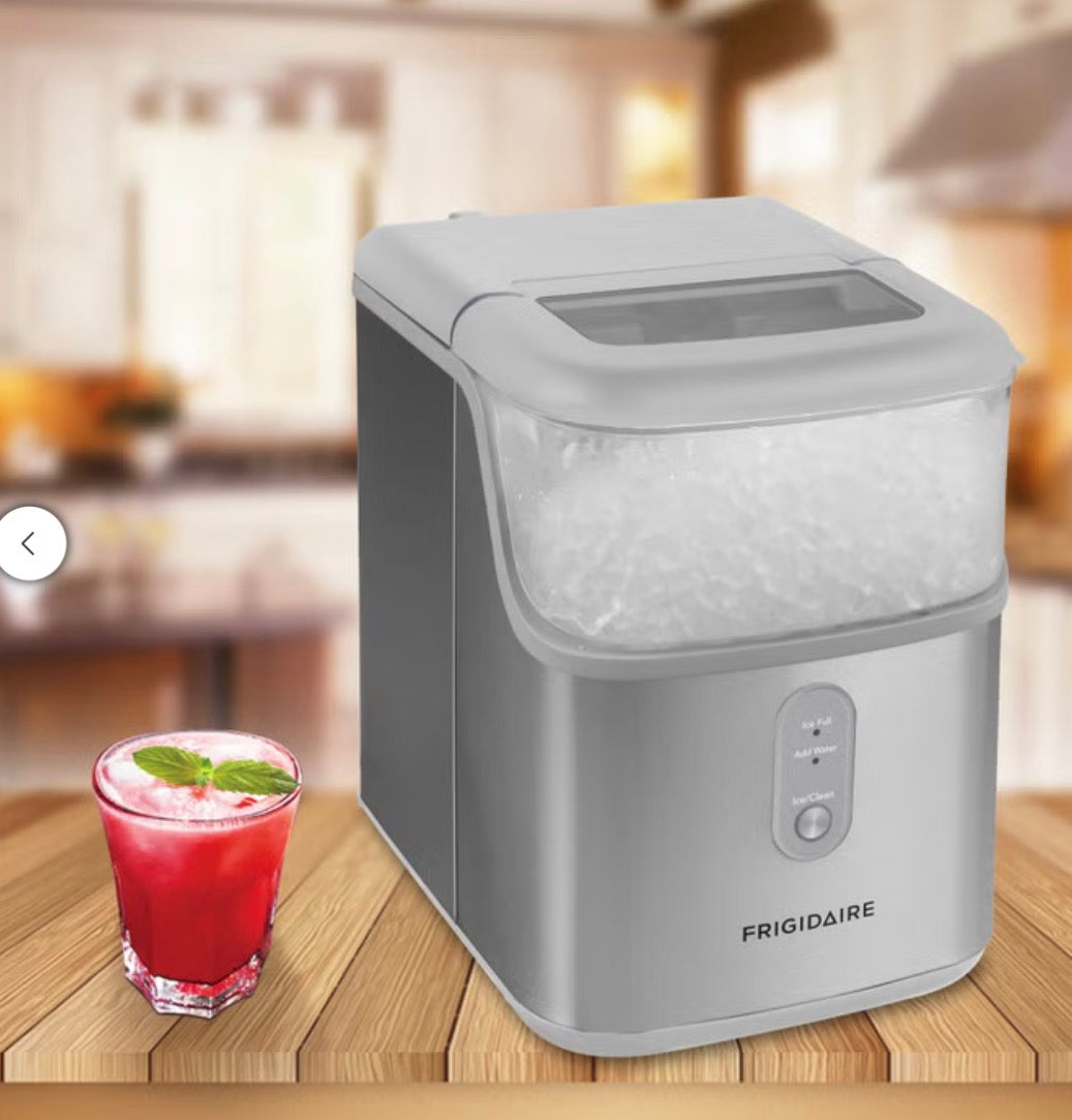Frigidaire Crunch Countertop Nugget Ice Maker, 33 lbs, Stainless Scoop Included