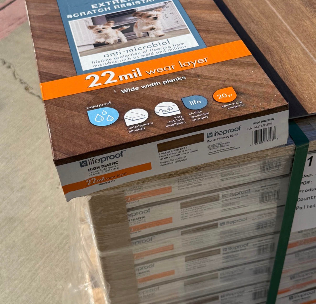 “ONLY PICN UP “LIFEPROOF Buttler Hickory Waterproof Luxury Vinyl Flooring 6MM 22Mil Wearlayer Clicklock 8.7” x48”
