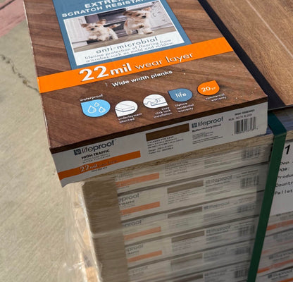 “ONLY PICN UP “LIFEPROOF Buttler Hickory Waterproof Luxury Vinyl Flooring 6MM 22Mil Wearlayer Clicklock 8.7” x48”