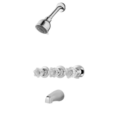 Pfister Bedford Triple Handle 3-Spray Tub and Shower Faucet 1.8 GPM in Polished Chrome (Valve Included)