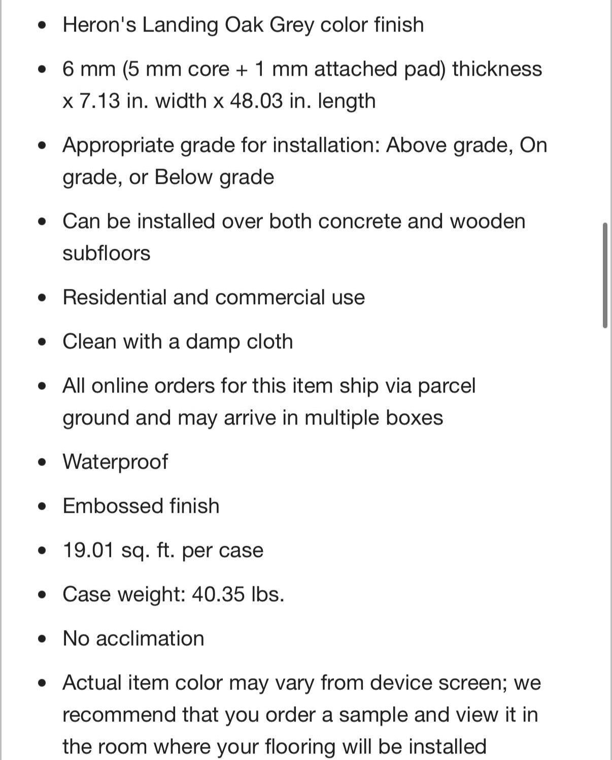“ONLY PICK UP ”
Lifeproof Heron's Landing Oak Waterproof Click Lock Luxury Vinyl Plank Flooring