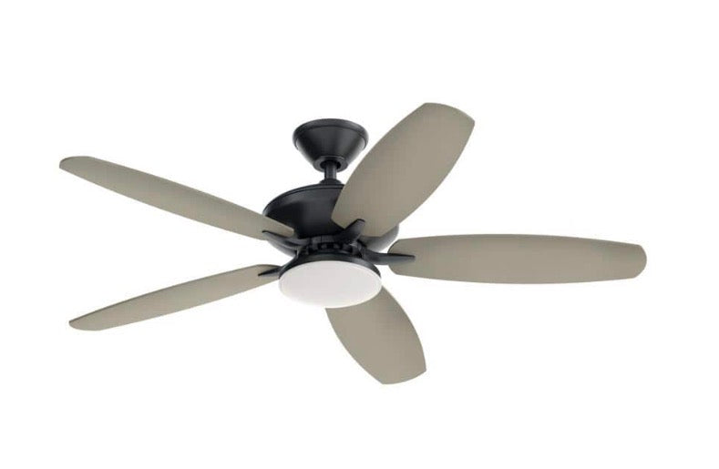 KICHLER Renew Designer 52 in. Indoor/Outdoor Satin Black Dual Mount Ceiling Fan with LED Bulbs with Remote Control Included