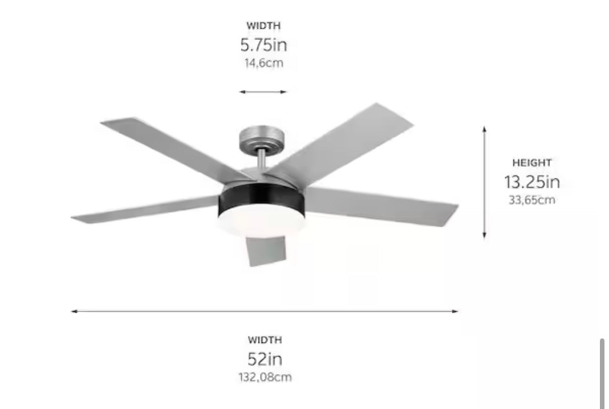 KICHLER Compass 52 in. Indoor Brushed Nickel Downrod Mount Ceiling Fan with Integrated LED with Remote Control