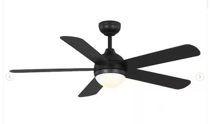 Hampton Bay Morland 52 in. Smart Indoor/Covered Outdoor Matte Black Ceiling Fan with Remote and Integrated LED Powered by Hubspace