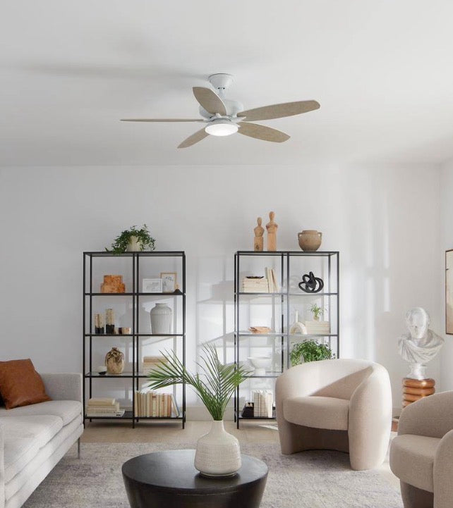 KICHLER Renew Designer 52 in. Indoor/Outdoor Matte White Dual Mount Ceiling Fan with LED Bulbs with Remote Control Included