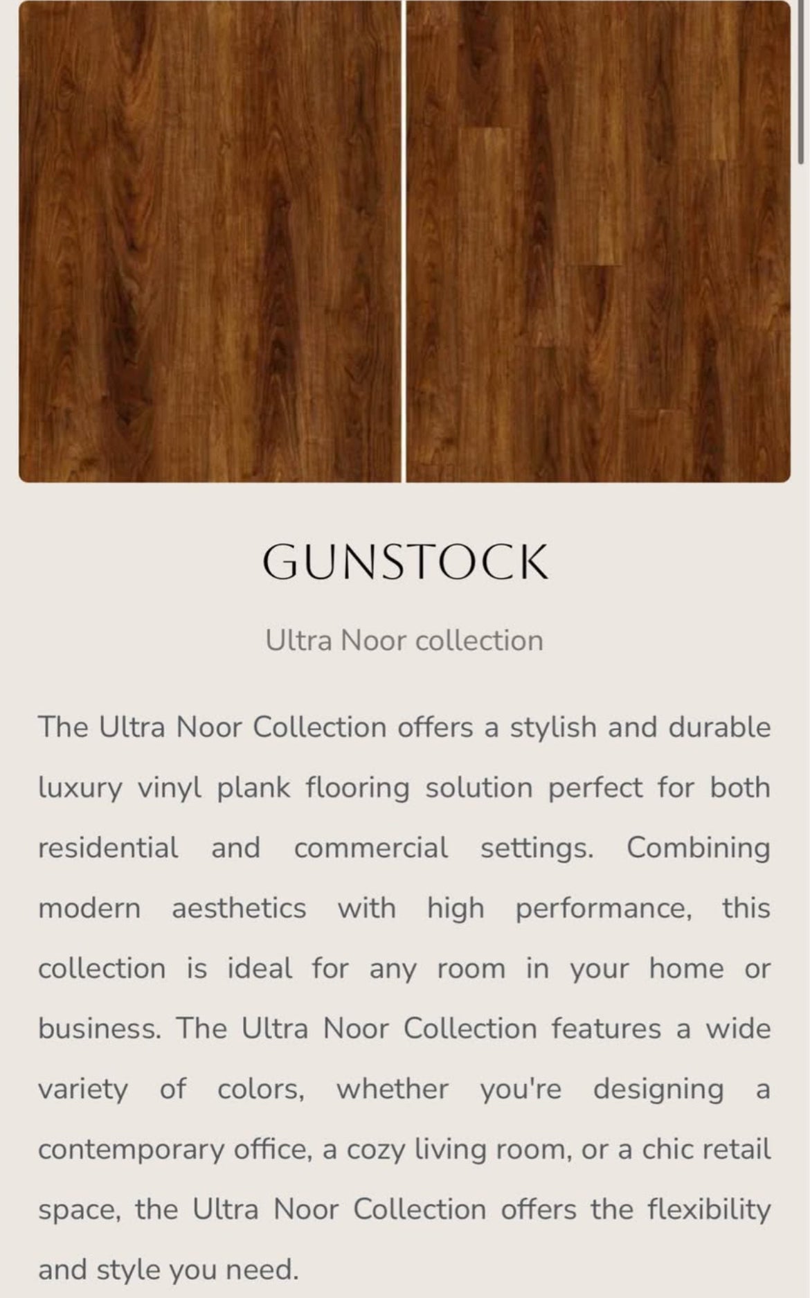 Gunstock Rigid Core Vinyl Waterproof Flooring 5.5MM and 22Mil Waer Layer