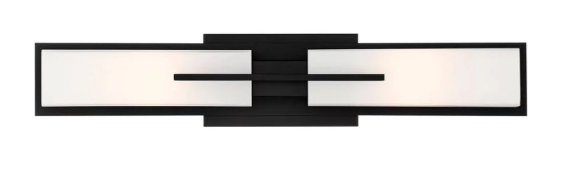 Possini Euro Design Midtown Mid Century Modern Wall Light Black Hardwire 23 1/2" 2-Light Fixture White Glass for Bedroom Bathroom Vanity Reading House