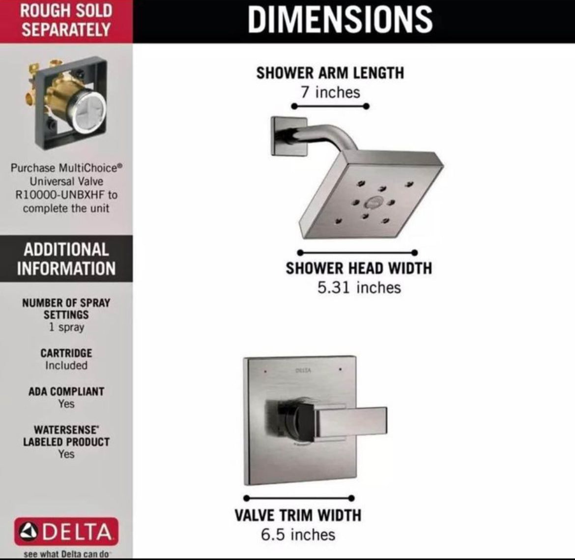 DeltaAra 1-Handle Shower Faucet Trim Kit in Stainless Featuring H2Okinetic (Valve Not Included)