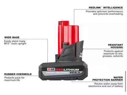 MilwaukeeM12 12V Lithium-Ion XC High Output 5.0 Ah Battery Pack (2-Pack) Starter Kit with Charger