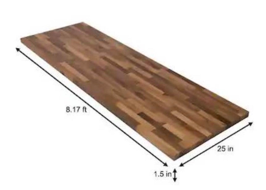 PICK UP ONLY 

Walnut Solid Wood Butcher Block Countertop with Square Edge  8 ft. L x 25 in. D x 1.5”